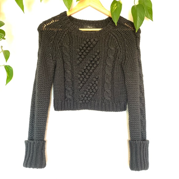 SOLD 🛑 Express | Black Crop Knit Sweater - Picture 1 of 7